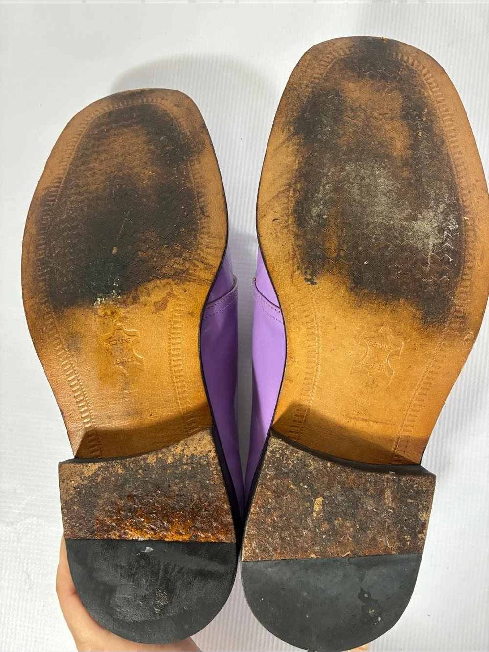 Men's Purple Leather Lace-Up Derby Shoes